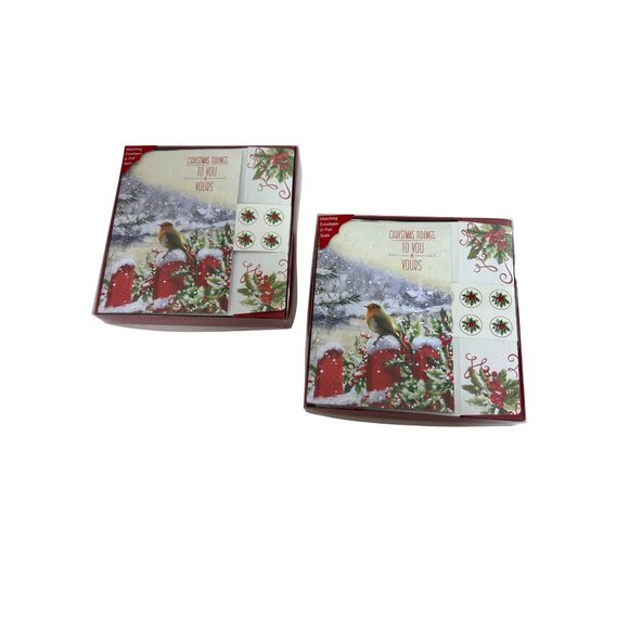 Christmas Cards 2 Boxes 14 cards Matching Envelopes & Seals Holiday Robin Winter - Picture 4 of 9
